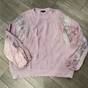 Light Pink Ribbed Knit Sweater with light, cotton sleeves
